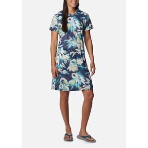Columbia Short Sleeve Floral Sportswear Athletic Dress - Small - Navy/Teal - NWT